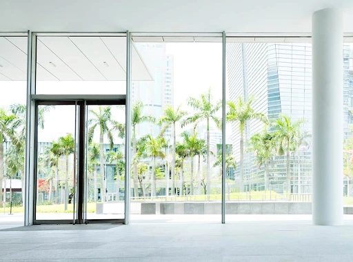 Commercial glass installation office greenery interior