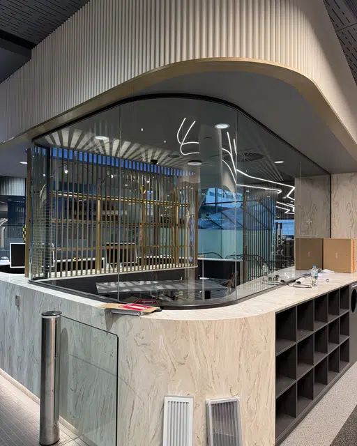 Commercial curved glass office fit-out