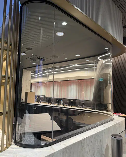 Commercial curved glass installation Brisbane